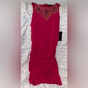 Thalia Sodi Fuchsia Dress with Gold Accents